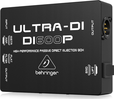 Direct box pasiv Behringer ULTRA DI600P, hyrje TRS 1/4", dalje XLR, i zi