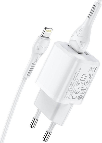 Karikues muri Hoco N8, USB me kabllo Lightning, 1A, i bardhë
