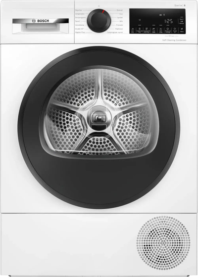 Tharëse rrobash Bosch Serie 6 WQG245D9SN, pompë nxehtësie, kondensator vetëpastrues, e bardhë