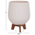 Set me 3 vazo dekorative TRYLL HM4681.02, fiber cement, me bazë druri teak, të bardha