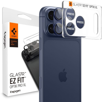 Mаска за камера Spigen Optik Pro XL EZ Fit, сет 2 парчиња, за ајфон, проѕирна