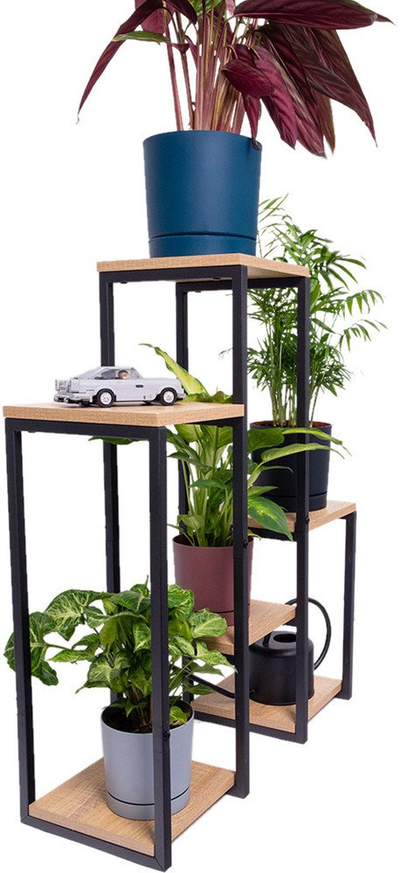 Stendë metalike për lule PANORAMA, 6 kate, MDF OAK, kafe