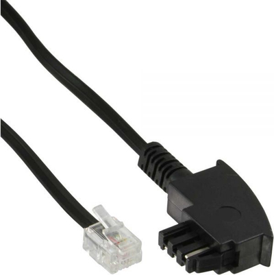 Kabllo telefoni InLine Patchcord TAE F në RJ11, 3m, e zezë