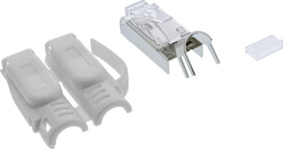 Prizë rrjeti InLine Crimp Plug Cat.6A RJ45, e ekranizume, set me 3 pjesë, gri, 100 copë
