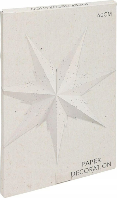 Stoli Krishtlindjesh varës letre Snowflake, 60cm, 7 krahë, i bardhë