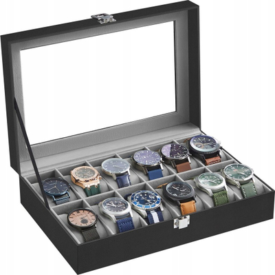 Kuti për orë LEOBERT Watch Box 12, 12 ndarje, 31x13x23 cm, e zezë