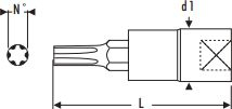 Bit çelës Torx Expert by Facom T30, 1/2" drive, metalik