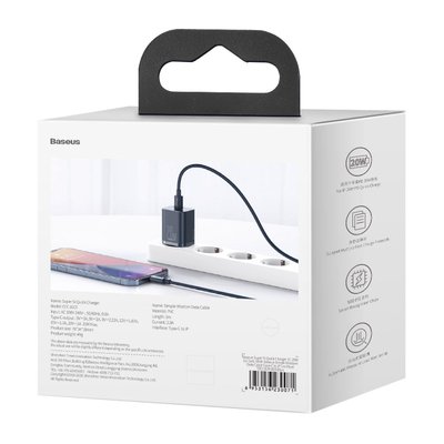 Baseus Super Si Karikues i Shpejtë 1C 20W me kabllo USB-C për Lightning 1m (blu)