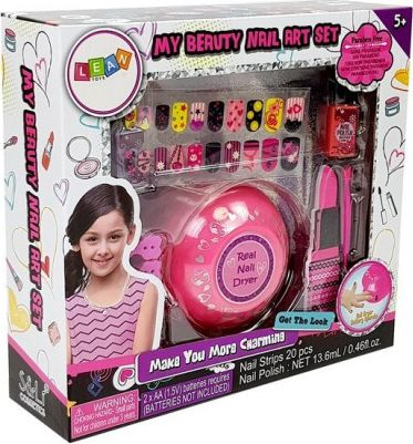 Set manikyri për fëmijë Lean Sport Nail Making Set, tharëse thonjsh, llakë dhe ngjitëse, shumëngjyrësh