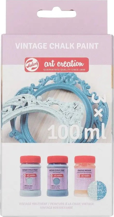 Set boje chalk Royal Talens Vintage Blues, 2 x 100 ml, crackle medium 200 ml, blu