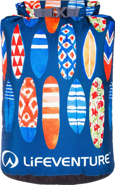 Çantë ujore Lifeventure Dry Bag, 25L, me çizme surfboards, shumëngjyrëshe