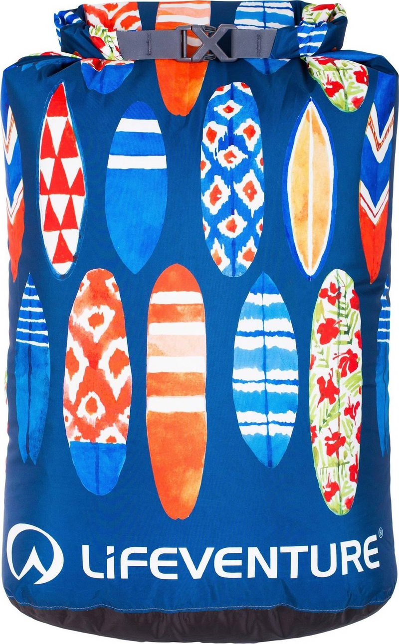 Çantë ujore Lifeventure Dry Bag, 25L, dizajn surfboards, shumëngjyrëshe