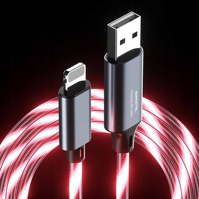 Kabllo karikimi Somostel Flowing LED Lightning, 1.2m, 3.1A, e kuqe