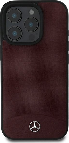 Kapak telefoni Mercedes me lëkurë me teksturë për iPhone 16 Pro Max, me MagSafe, lëkurë, i kuq i errët