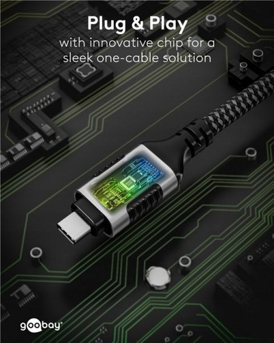 Kabllo Goobay 70697, USB C në RJ 45, USB 3.1, gri e zezë