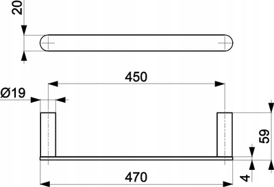 Mbajtëse peshqiri KFA 864-026-81, 45 cm, çelik inox, e zezë mat