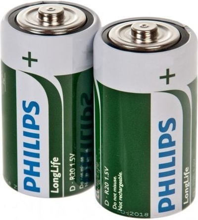 Bateri Philips Longlife R20L2F/10, D, 1.5V, jeshile e bardhë