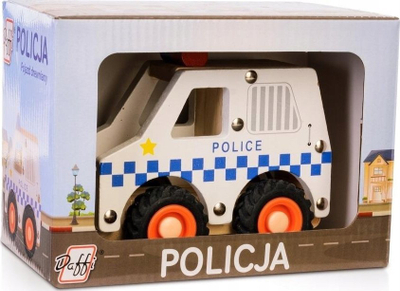 Lodër makinë policie prej druri Daffi, goma gome, shumëngjyrëshe