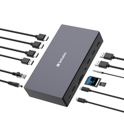 Stacion docking Verbatim USB-C Pro, 17 porta, gri