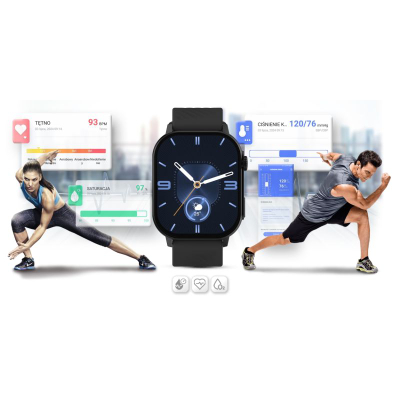 Ora e zgjuar Gravity GT15-1, ekran 2.04", Bluetooth 5.0, e zezë