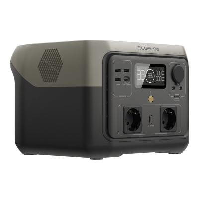 Stacion portabël energjie EcoFlow River 2 Max, 512Wh, karikim i shpejtë, gri