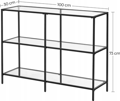 Конзола LEOBERT Glass, калено стакло, челична рамка, црна