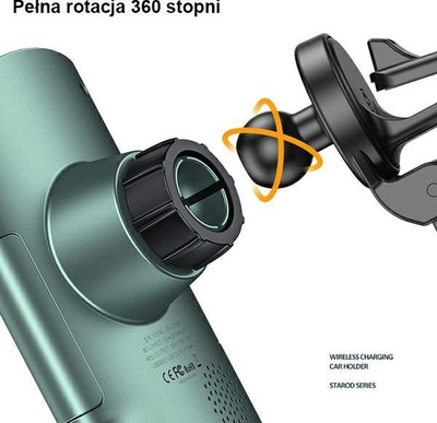 Mbajtëse telefoni për veturë Usams Starod, 10 W, e gjelbër