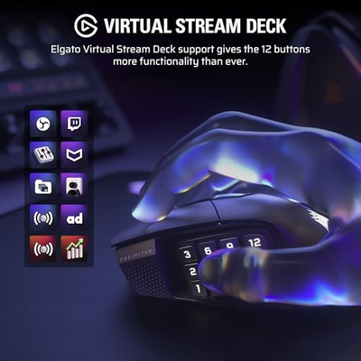 Mouse gaming CORSAIR Scimitar Elite Wireless SE, pa kabllo, 16 butona programueshëm, gri metalike e zezë