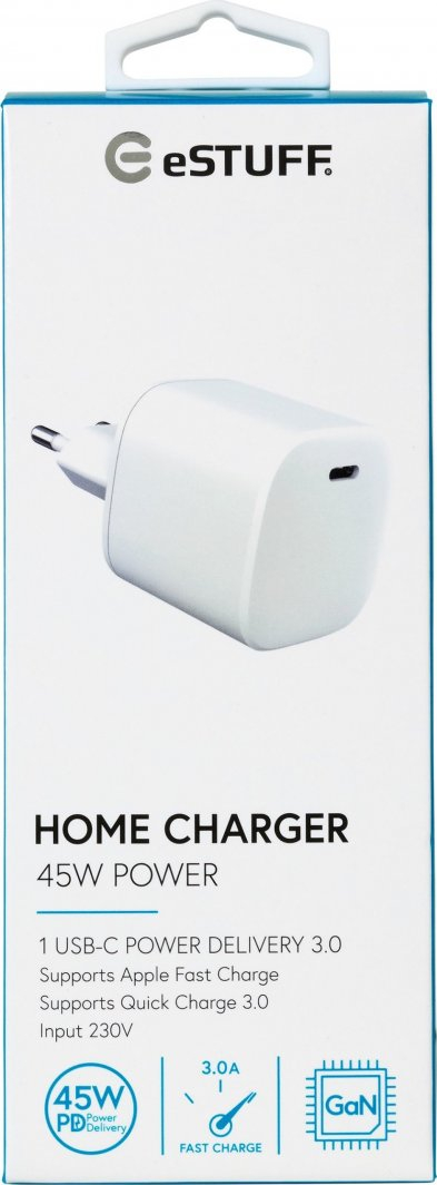 Karikues për pajisje mobile eSTUFF ES635045, USB C Power Delivery, për përdorim të brendshëm, i bardhë