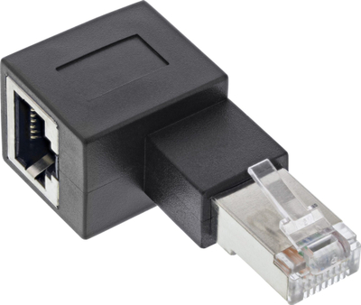 Adapter rrjeti InLine Patch Cord Cat.6A, RJ45 mashkull/femër, kënd 90°, i bardhë