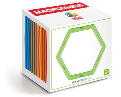 Магнетна играчка Dante Magformers Hexagons, сет 12 делови, шестоаголници, повеќебојни