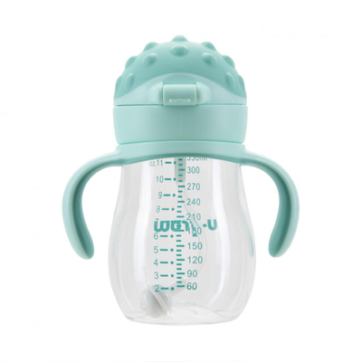 Gotë me pipë U-grow Tritan, 330 ml, me doreza, transparente
