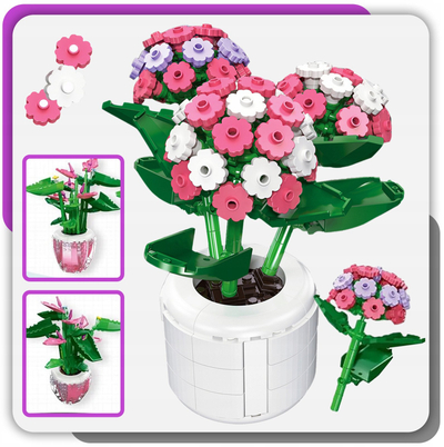Lodra për ndërtim Stator Pink Hydrangea In A Pot, 342 copa, në vazo, rozë