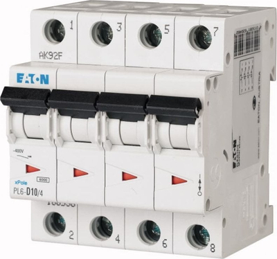 Automat Eaton PL6 C10 4-polësh, 10A, 6kA