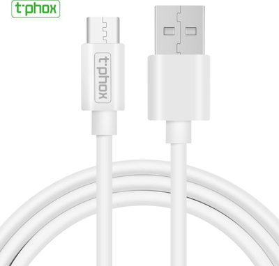 Kabllo karikimi T-phox Exceed USB C, 1m, 3A, e bardhë