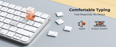 Tastierë Wireless Dual-Mode Meetion C210 (2.4GHz + Bluetooth) për Mac & Windows , White