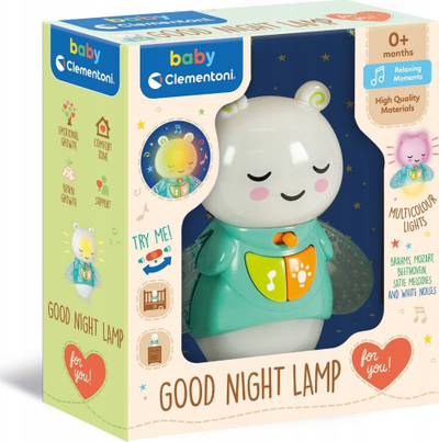 Lampë nate për kalamaj Clementoni Good Night Lamp, drita me ngjyra, muzikë për t’u çlodh, ngjyrë mente me të bardhë
