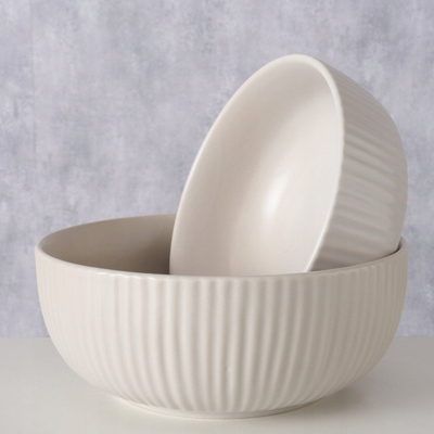 Set tasa dekorativë Boltze Home Ensa, qeramikë, rrumbullakë, gri e çelët