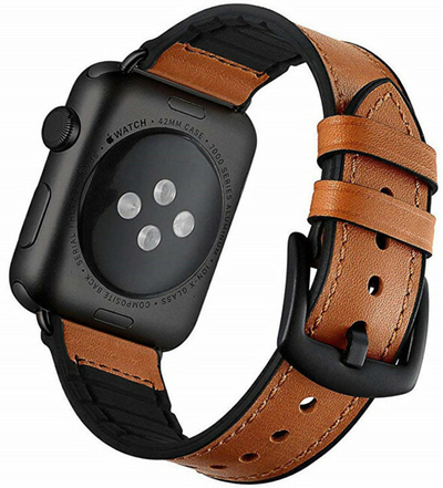 Rrip lëkure 4wrist për Apple Watch - 42/44/45/49 mm, e kaftë e errët
