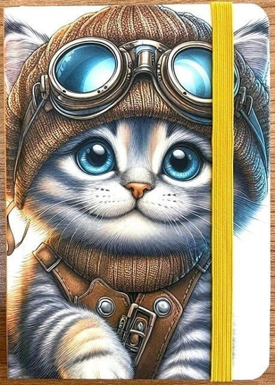 Fletore dekorative Cat Aviator, A6, 64 faqe me katrorë, shumëngjyrëshe