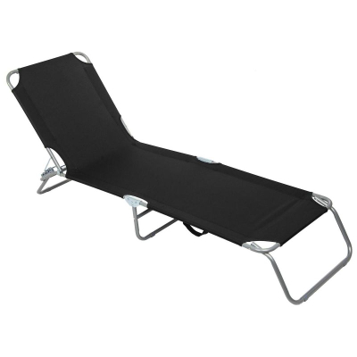 Кревет за кампување Royokamp Folding, склоплив, со потпирач за грб, црн