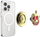 Mbajtëse telefoni PopSockets Disney PopGrip MagSafe Enamel Poison Apple, magnetike, e bardhë e gjelbër