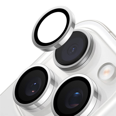 Mbrojtës kamere Torras Durable, për iPhone 16 Pro, xham i temperuar, 2 copë, argjendtë