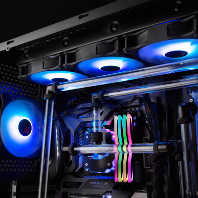 PC вентилатори Raijintek EOS 12 RBW ADD, 120 mm, сет 2 парчиња со хаб и далечински управувач, со RGB, црни