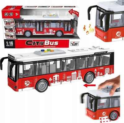 Autobus lodër Red City Public Bus, drita dhe zë, 27 cm, i kuq
