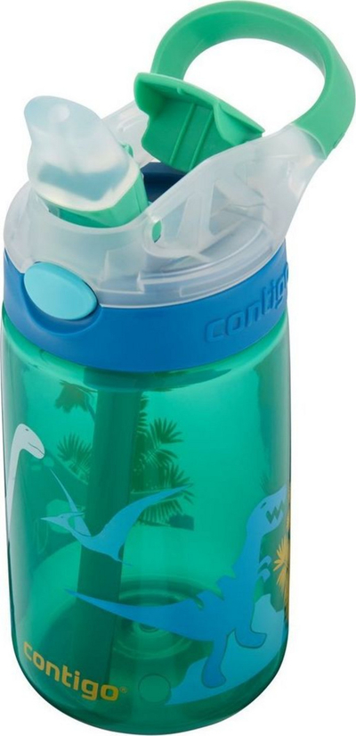 Shishe uji për fëmijë Contigo Gizmo Flip Autospout, me pipëz, dizajn dinosaurë, jeshile
