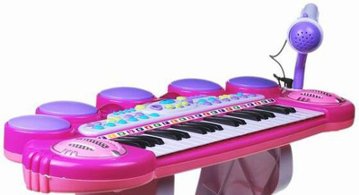 Pianino lodër Leantoys Keyboard, me mikrofon, me stol, shumëngjyrëshe