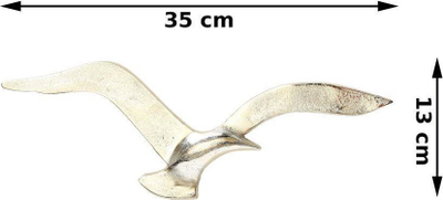 Set dekorativ muri Hampton Bird, 2 copë, alumin, argjendtë