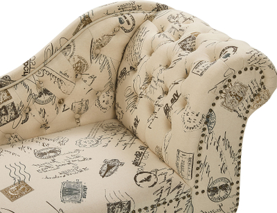 Shezlong Beliani Nimes, kënd i djathtë, stil Chesterfield, bezhë me print