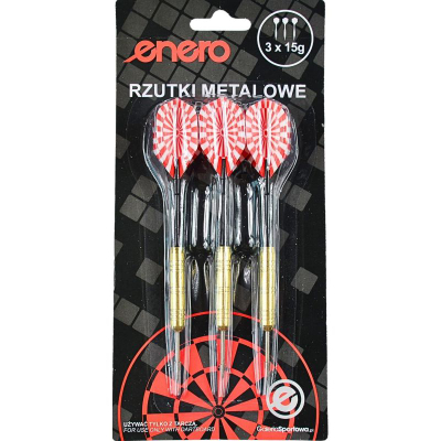 Set shigjeta darts Enero Dart, metal, 18g, 3 copë, të kuqe e të bardha